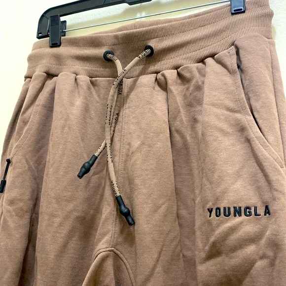 YoungLA Brown Beige Sweatpant Joggers in Size Mens Medium - Picture 1 of 4